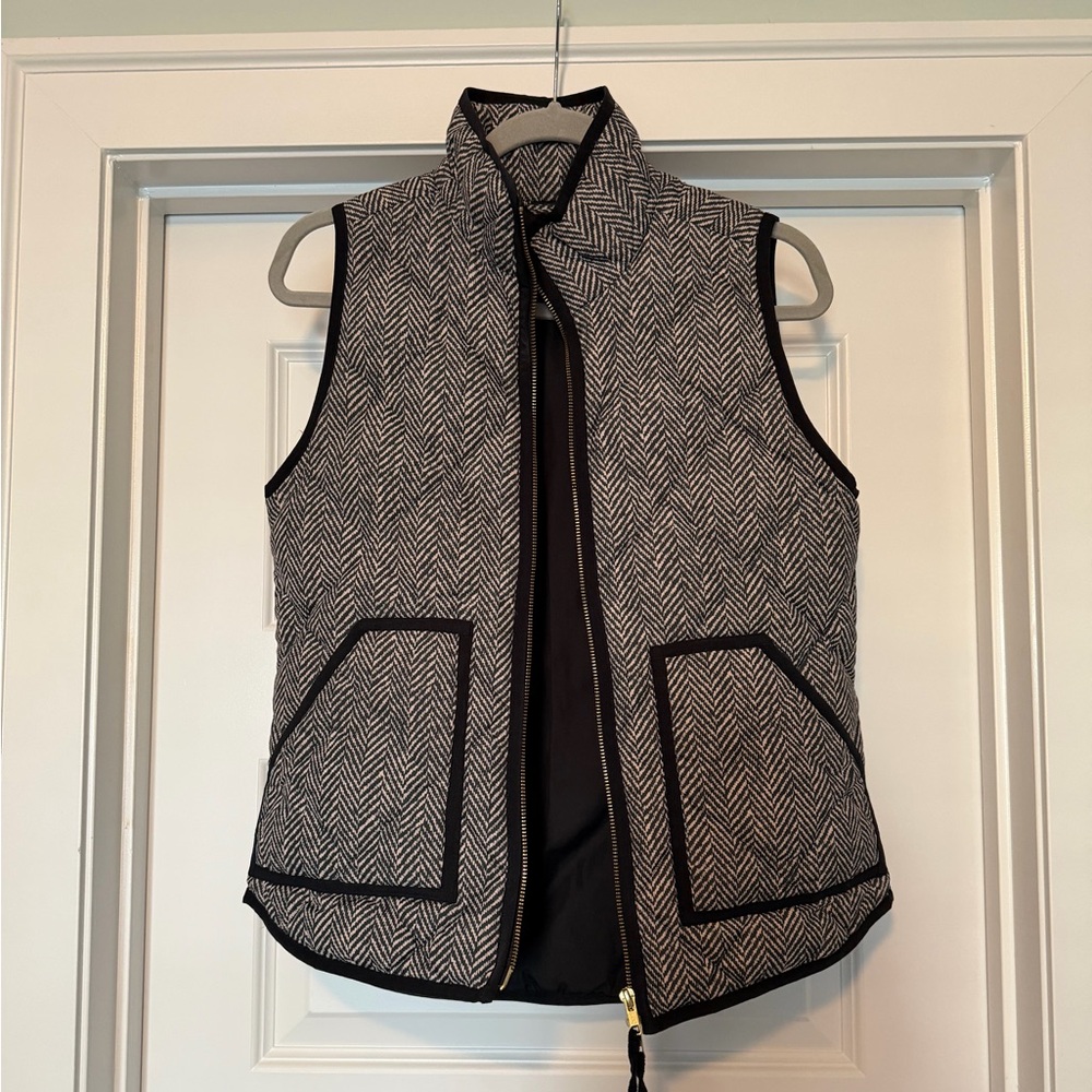 J. Crew | Women's Black and Gray Herringbone Vest